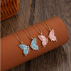 Collier papillon goutte à goutte d&#39;huile pour femmes, 2 pièces, chaîne de clavicule créative, pendentif, cadeau d&#39;anniversaire pour la saint-valentin