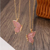 Collier papillon goutte à goutte d&#39;huile pour femmes, 2 pièces, chaîne de clavicule créative, pendentif, cadeau d&#39;anniversaire pour la saint-valentin