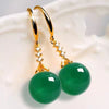 Boucles d&#39;oreilles argentées élégantes femme calcédoine Agate verte