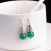 Boucles d&#39;oreilles argentées élégantes femme calcédoine Agate verte