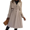 Veste de mode en coton taille longue, trench-coat à manches longues