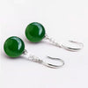 Boucles d&#39;oreilles argentées élégantes femme calcédoine Agate verte