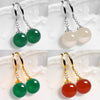 Boucles d&#39;oreilles argentées élégantes femme calcédoine Agate verte