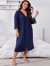 Home Wear Chemise de nuit en dentelle à manches trois-quarts de grande taille pour femme