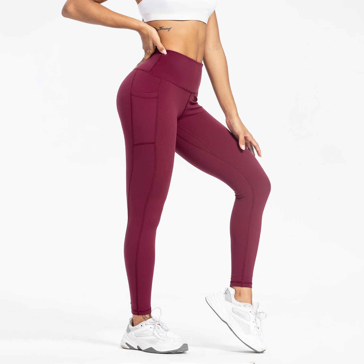 Pantalon de Yoga de sport d'entraînement taille haute avec poche coupe ajustée pour femmes