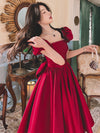 Robe de fiançailles rouge vin d&#39;hiver en satin pour princesse française quotidienne