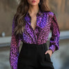 High Elastic Satin Printed Leopard Print Spring And Autumn Leisure Loose Shirt