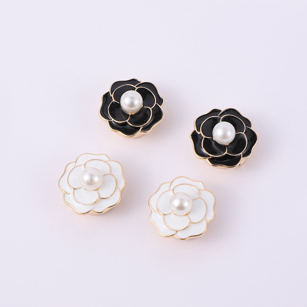 Boutons de manchette en perles roses tridimensionnelles de style coréen pour femmes