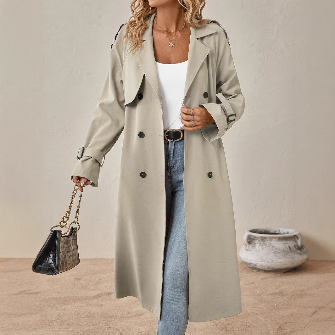 Trench-Coat à ceinture de Style européen et américain pour femmes, haut sens