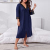 Home Wear Chemise de nuit en dentelle à manches trois-quarts de grande taille pour femme