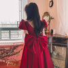 Robe de fiançailles rouge vin d&#39;hiver en satin pour princesse française quotidienne