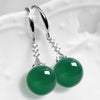 Boucles d&#39;oreilles argentées élégantes femme calcédoine Agate verte